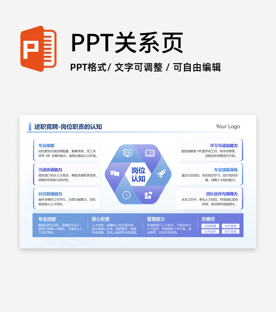 蓝紫色简约岗位职责认知述职竞聘工作汇报PPT单页