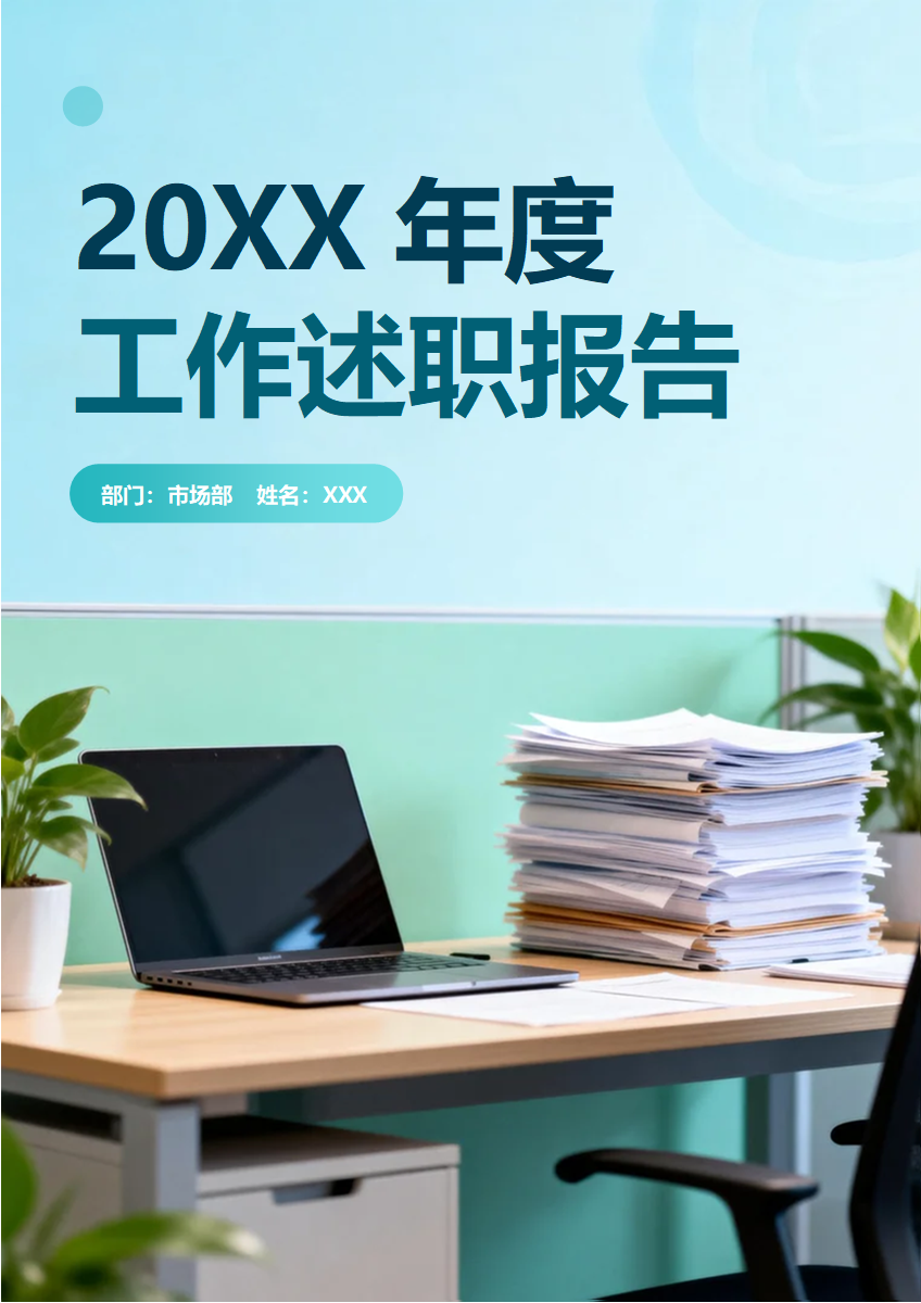 蓝绿色实景商务风年终总结述职汇报