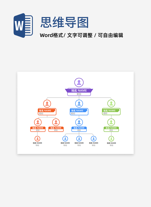 组织架构-彩色边框组织结构图word模板