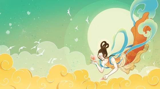 敦煌神女仙女古风国潮插画背景