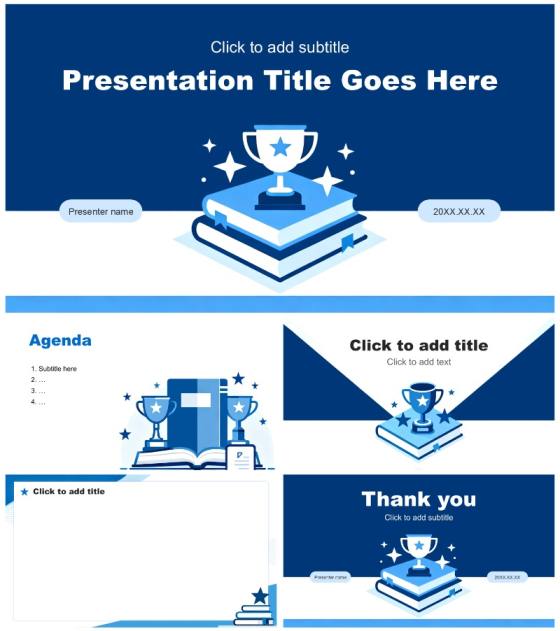 蓝色简约风奖学金答辩学术汇报PPT主题模板