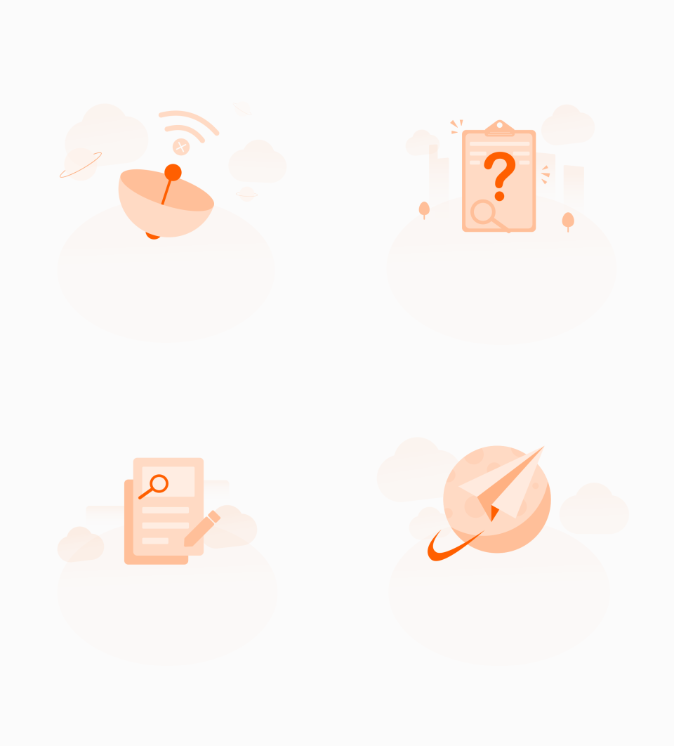 橙色扁平矢量通用互联网图标