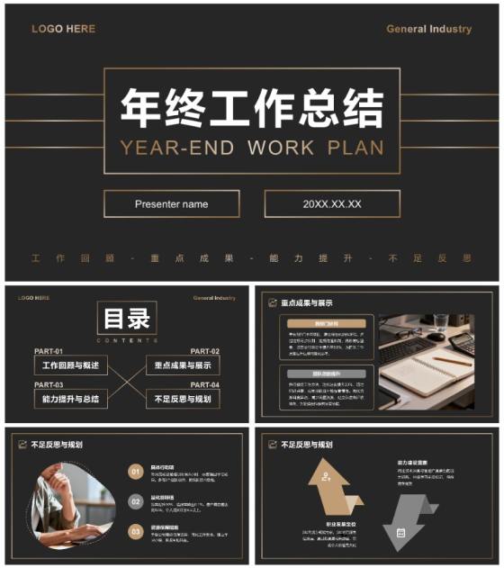 黑金大气商务风企业商业计划年终总结PPT模板