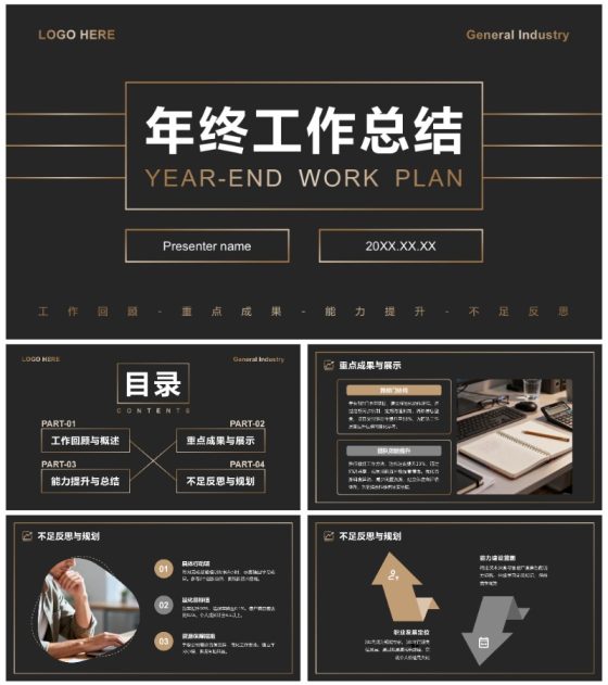 黑金大气商务风企业商业计划年终总结PPT模板