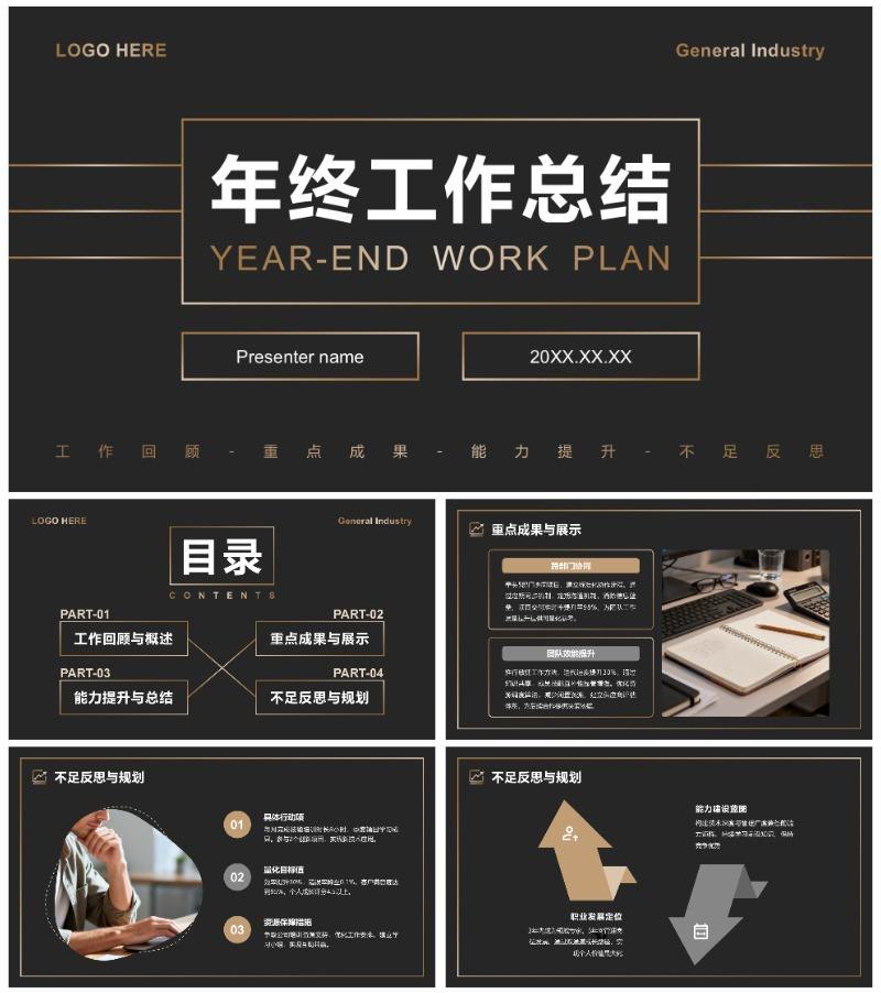 黑金大气商务风企业商业计划年终总结PPT模板