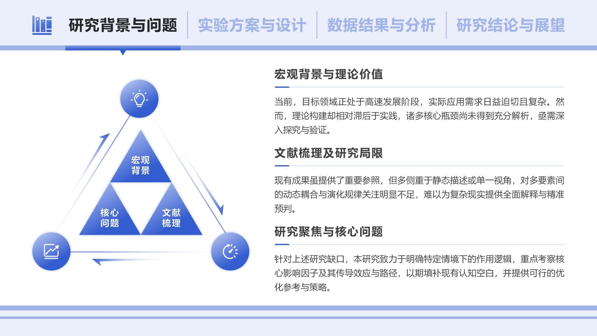 蓝色简约风组会汇报通用总分PPT单页