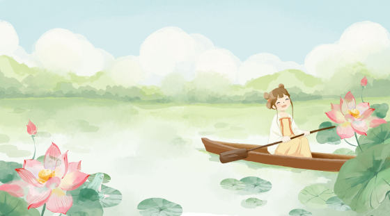 节气小暑荷塘清新背景