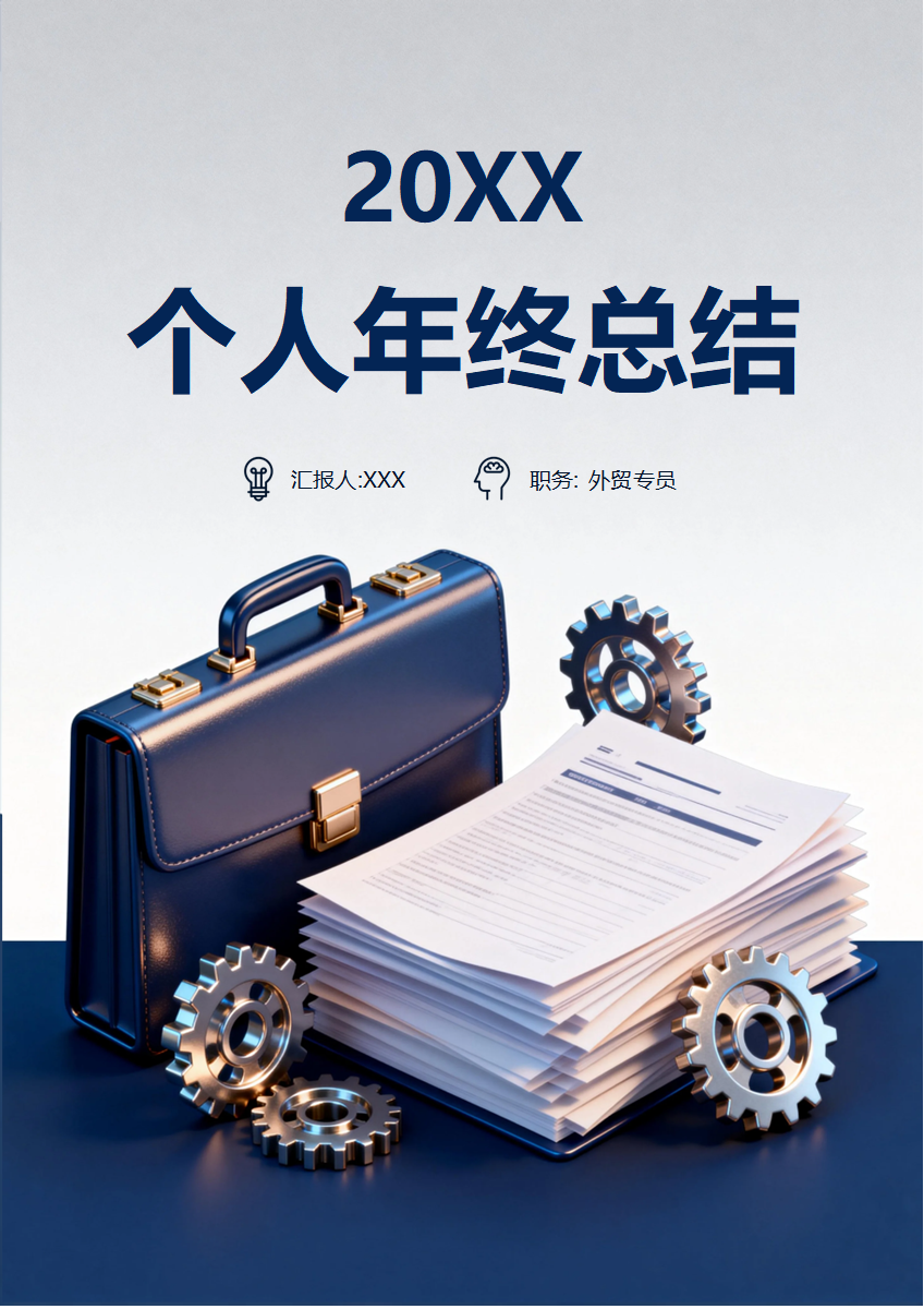 蓝色质感3D风通用个人年终工作总结汇报