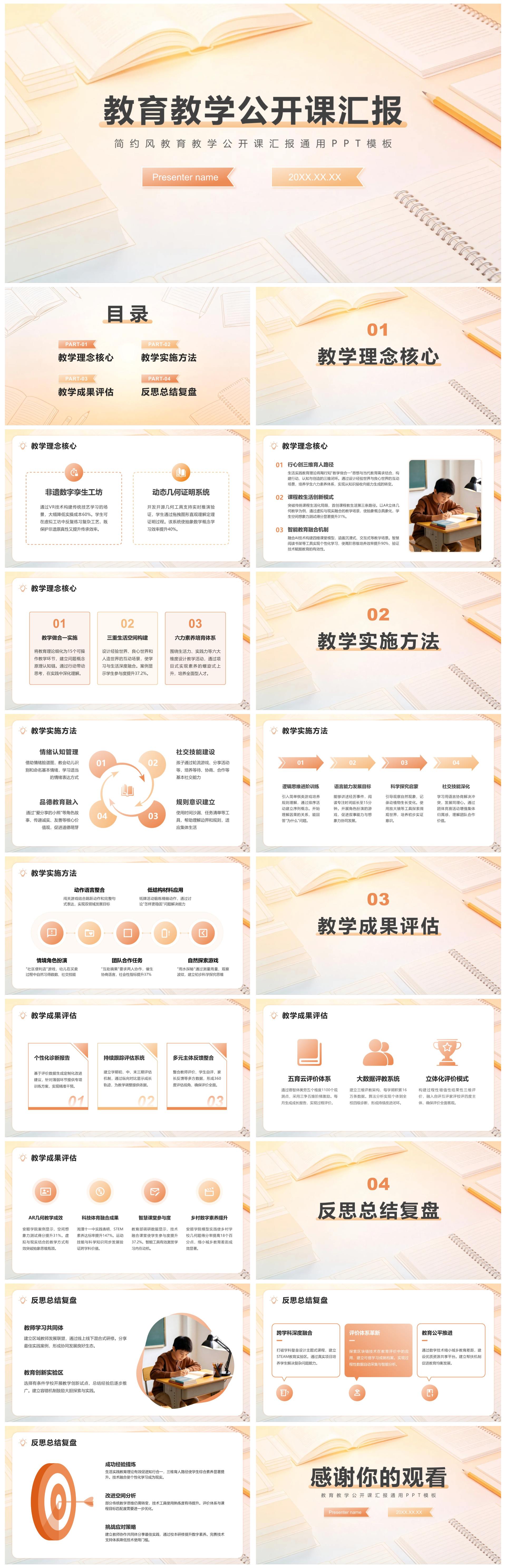 橙黄色简约风教育教学公开课汇报PPT模板