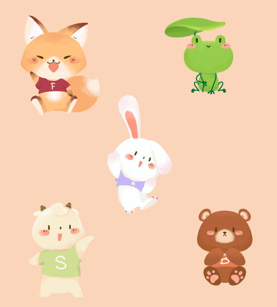 卡通扁平动物插画素材
