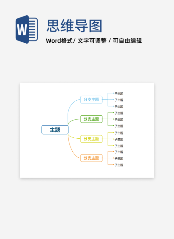 思维导图-彩色简约横版圆矩思维导图