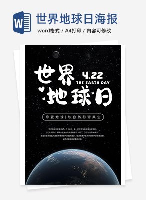 世界地球日海报word海报
