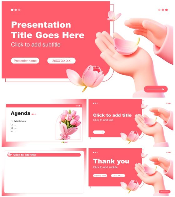 粉红色花卉小清新风班委竞选演讲PPT主题模板