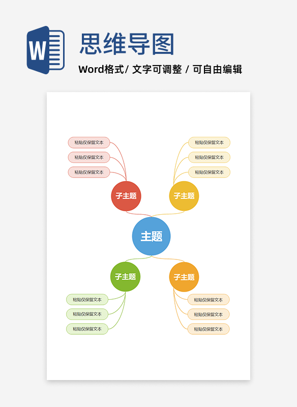 思维导图-通用双向圆形思维导图word模板