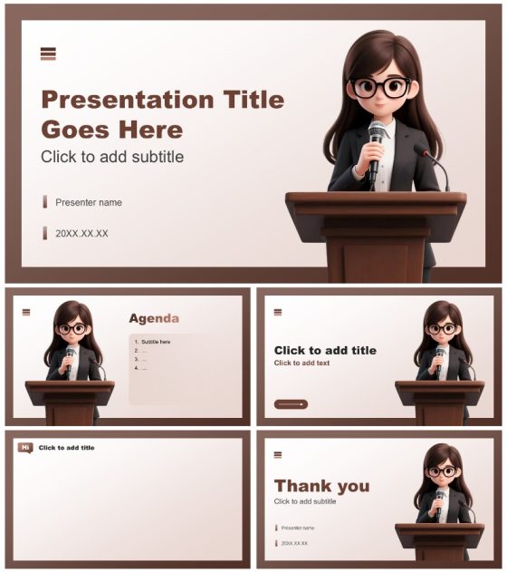 棕红色简约风大学生开学自我介绍PPT主题模板