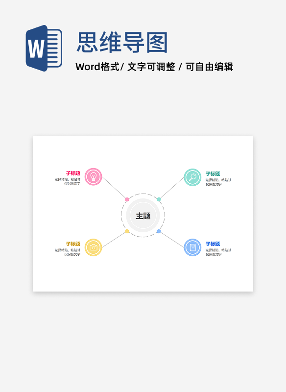 思维导图-多彩圆形横版思维导图
