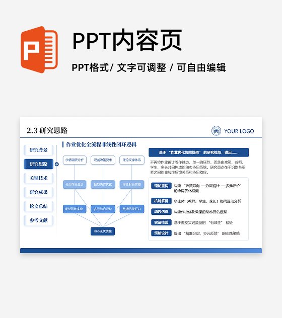 研究思路-学术风论文答辩开题报告汇报PPT单页