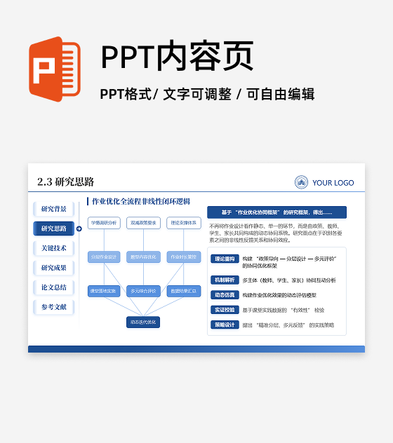 研究思路-学术风论文答辩开题报告汇报PPT单页