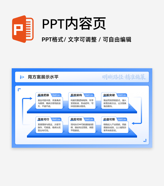 蓝色简约风述职竞聘循环PPT单页