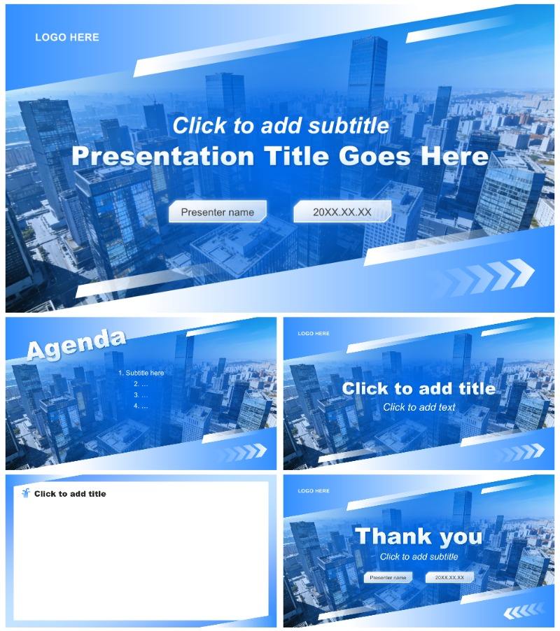 蓝色简约风项目成果展示汇报通用PPT主题模板