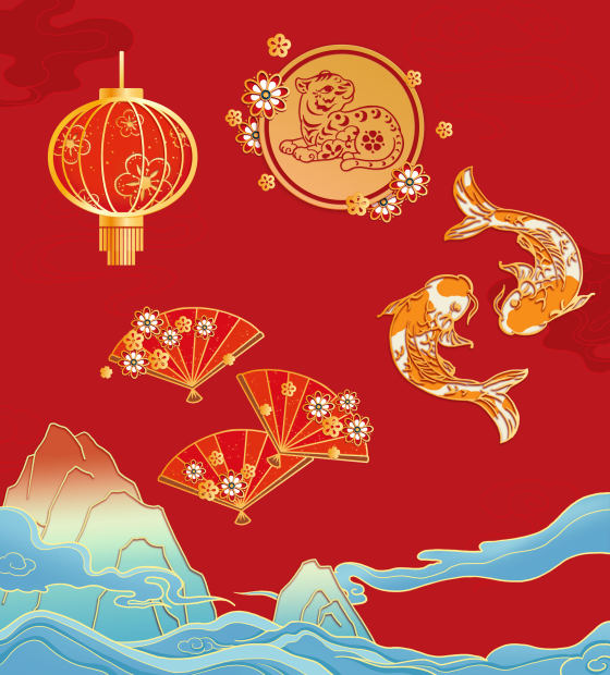 国潮风年会背景素材