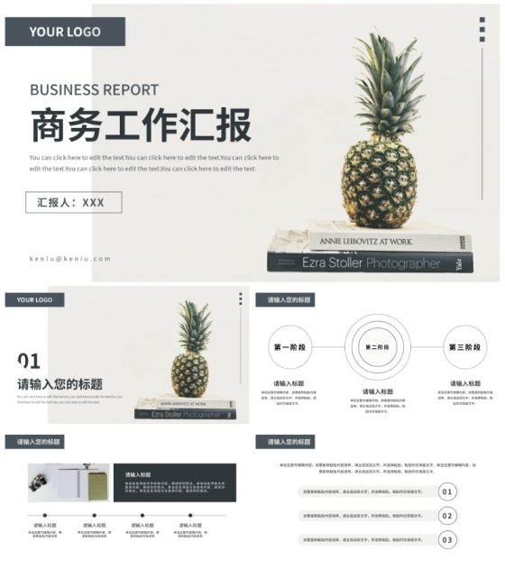 简约商务工作汇报通用PPT模板