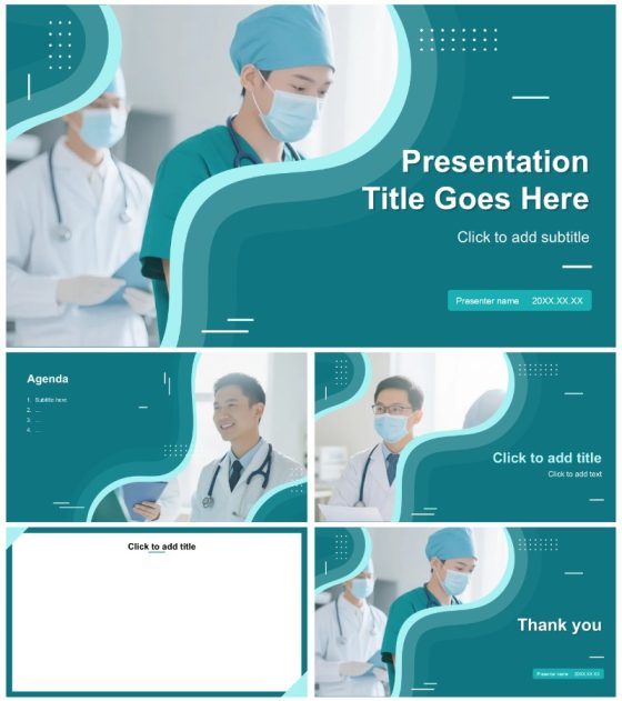 绿色简约实景扁平风医疗行业护理个案PPT主题模板