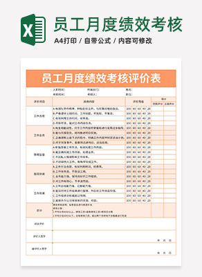 员工绩效考核表excel模板