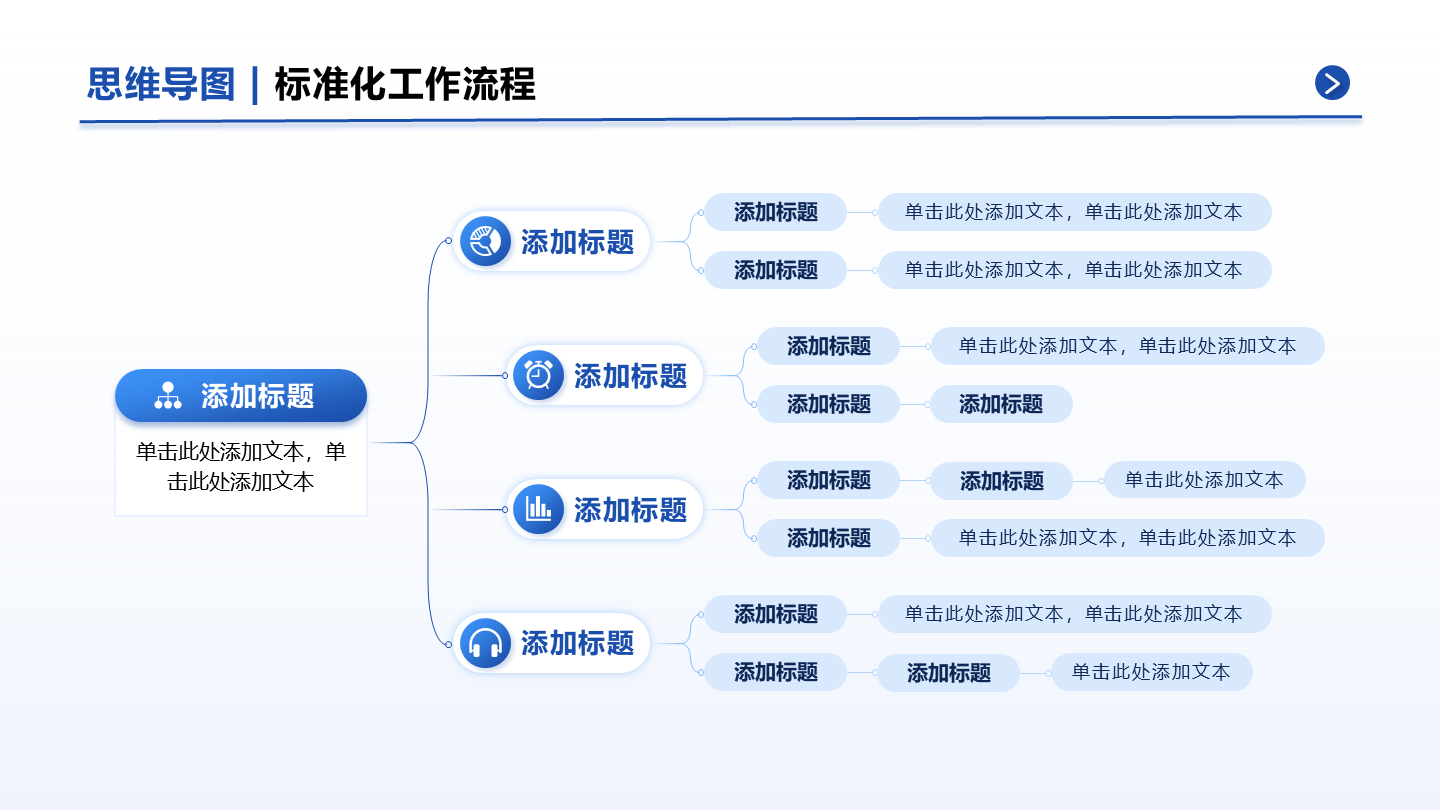蓝色简约线性思维导图工作流程正文页PPT单页