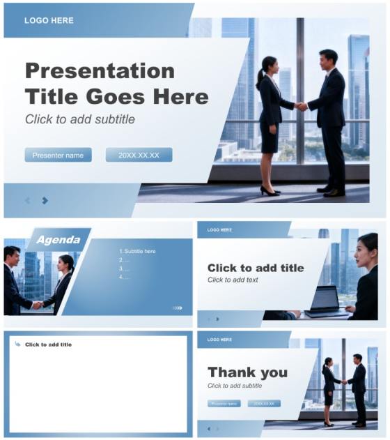 蓝灰色商务风项目进展工作汇报PPT主题模板