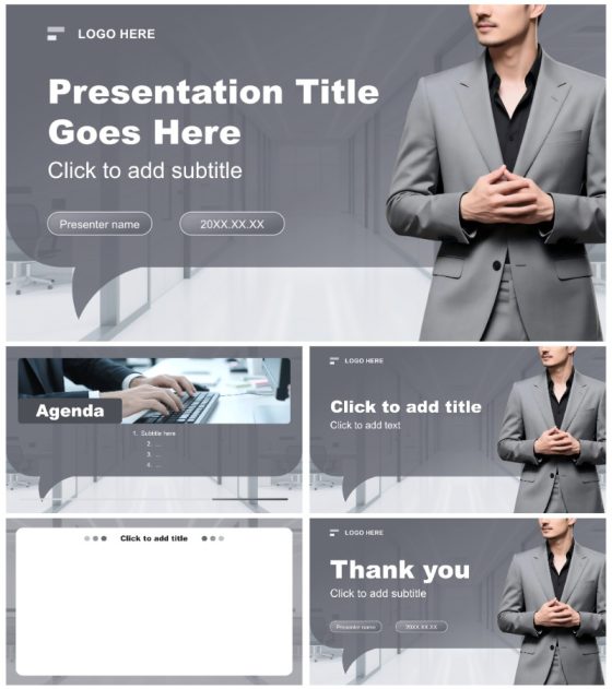 灰色商务风年终总结工作汇报PPT主题模板