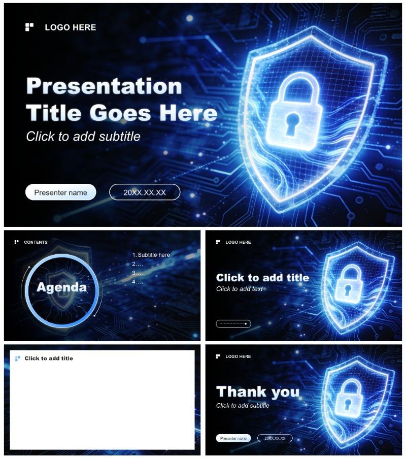 蓝色科技风网络安全知识普及班会PPT主题模板