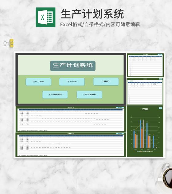 绿色生产订单计划统计系统Excel模板