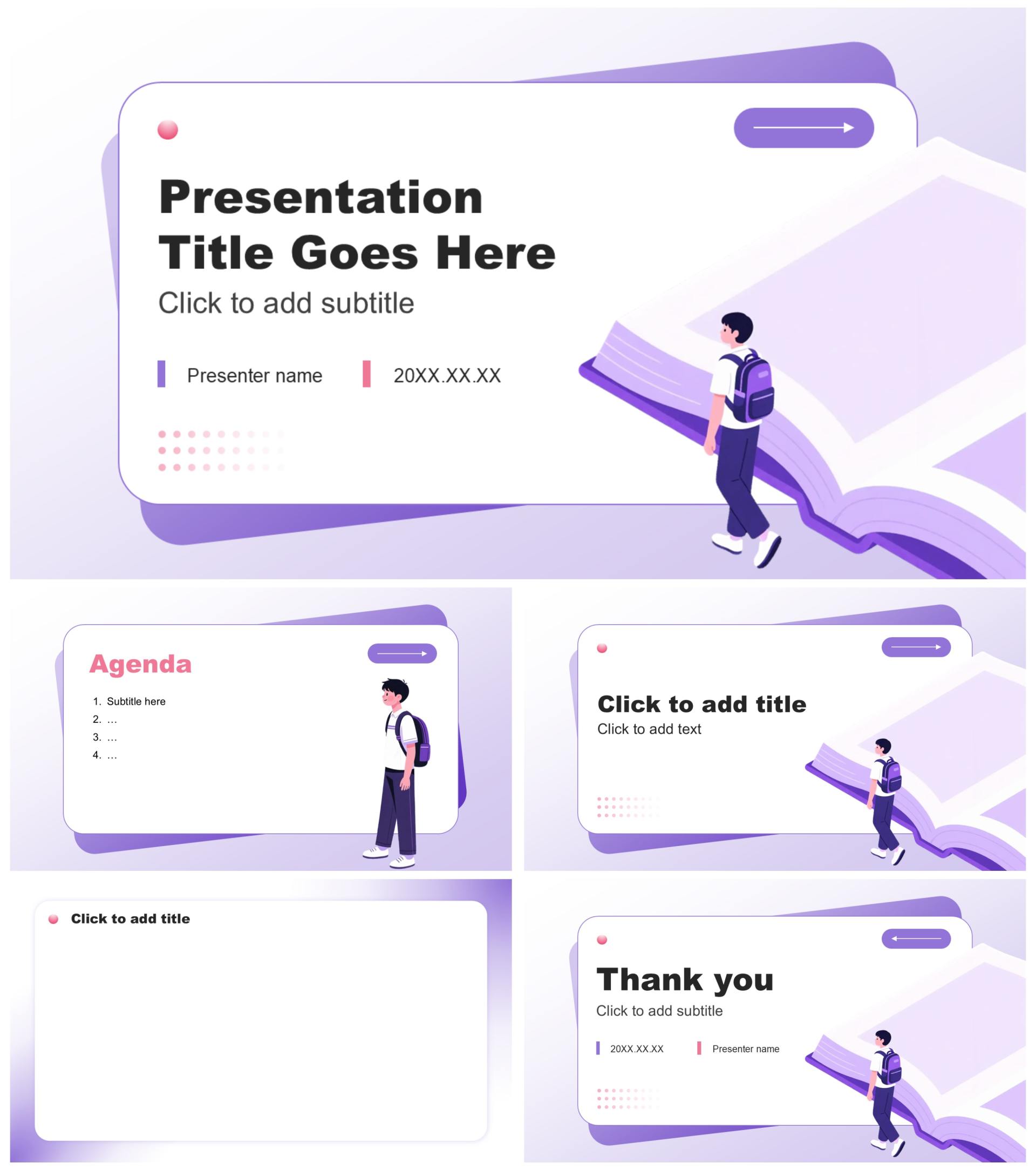 紫色小清新风班委学委竞选自我介绍PPT主题模板