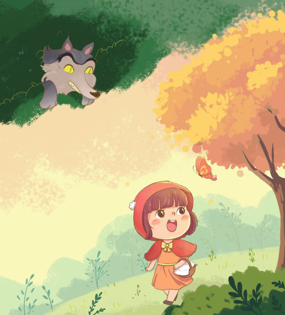 小红帽童话故事插画