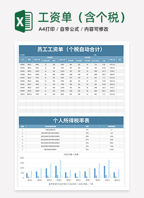 员工个税工资单Excel模板