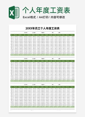 个人年度工资表excel模板