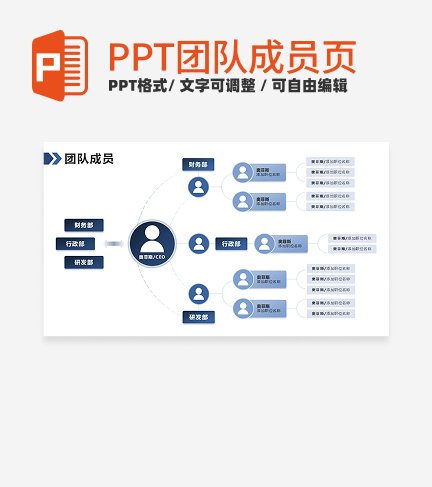 团队成员-蓝色极简团队成员PPT单页