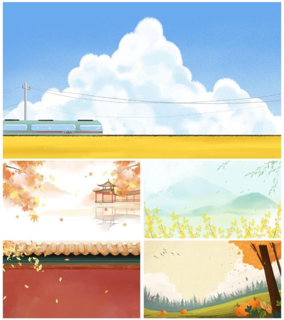 秋天背景合集PPT模板