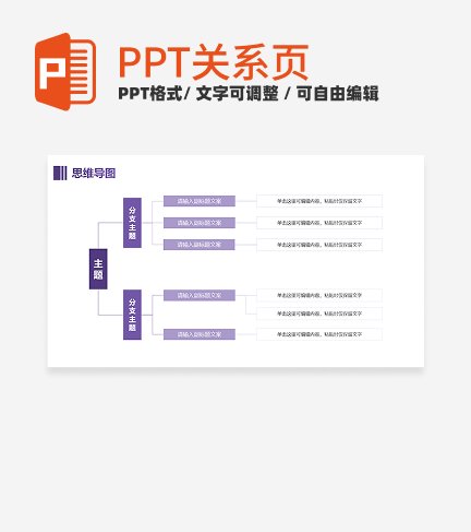 紫色几何简约思维导图PPT单页