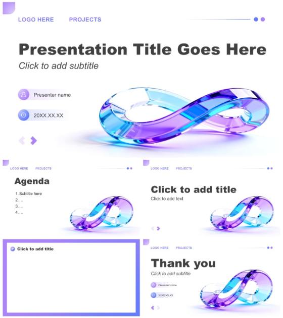 蓝紫色简约风大学生创新创业项目汇报PPT主题模板