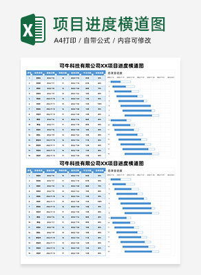 项目进度横道图excel模板