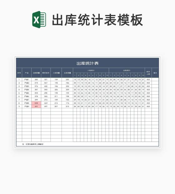 商务风灰色产品出库统计表Excel模板