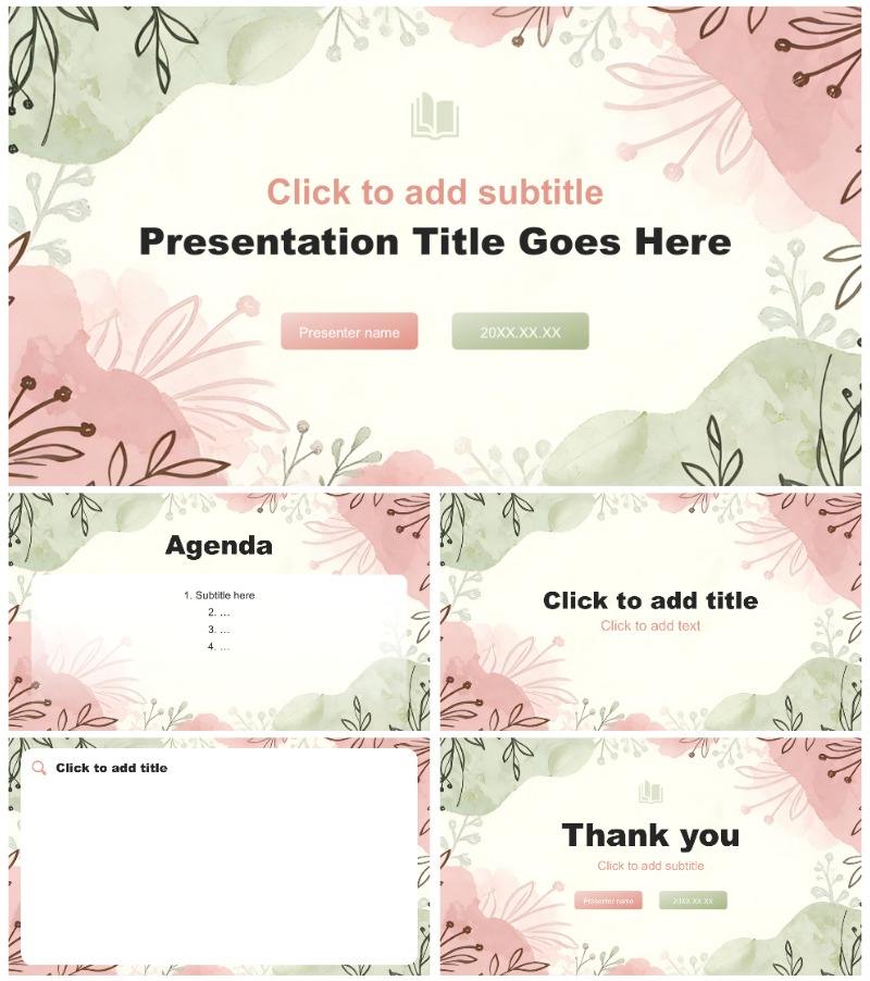 粉绿小清新风校园社团纳新介绍通用PPT主题模板