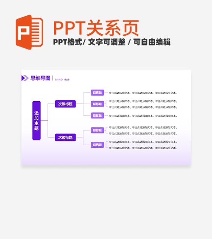 紫色简约几何思维导图PPT单页