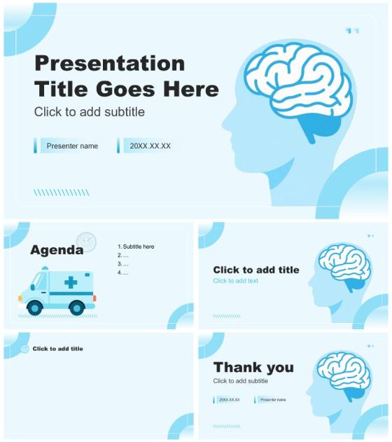 浅蓝色插画风世界卒中日社区公益活动PPT主题模板