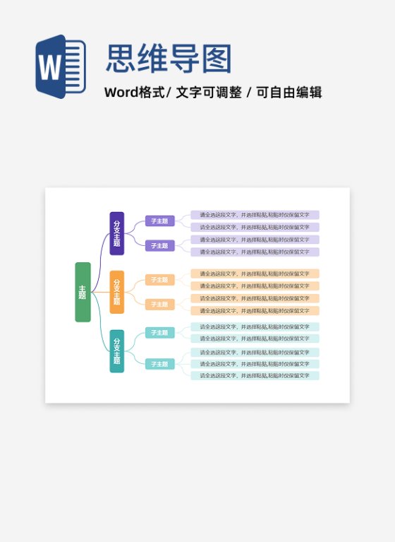 思维导图-彩色简约竖版思维导图