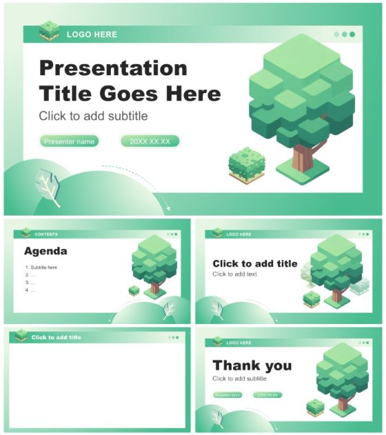 绿色2.5D小清新风大学生职业规划PPT主题模板