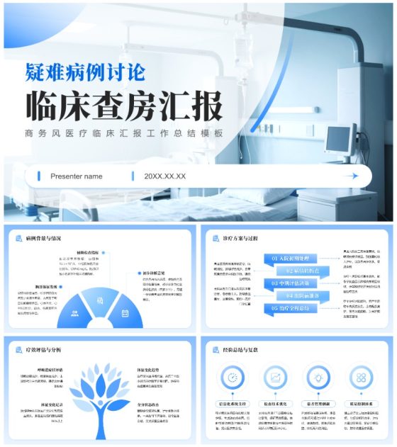 蓝色商务实景医疗行业临床汇报总结PPT模板
