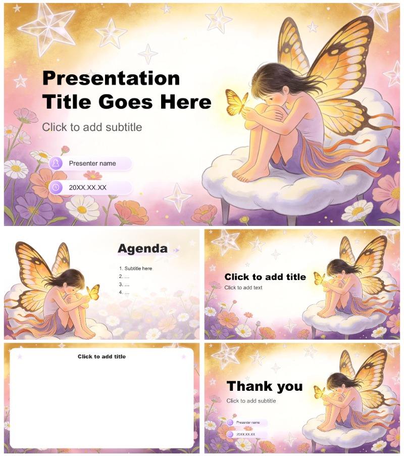 粉紫小清新风世界自闭症日科普介绍PPT主题模板